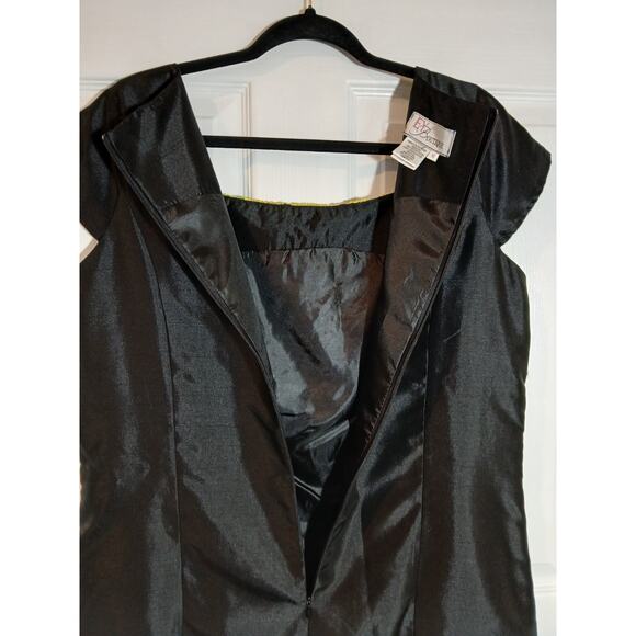 EY Boutique Black with Neon Green Lace Detail Midi Size 16 - Picture 5 of 6